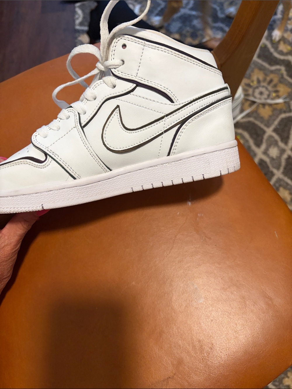 Nike Air White High-Top Sneakers with Black Trim - Picture 5 of 5